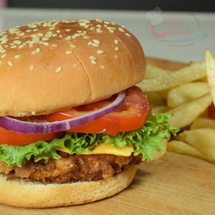 Hamburguesa de Pollo con Papas