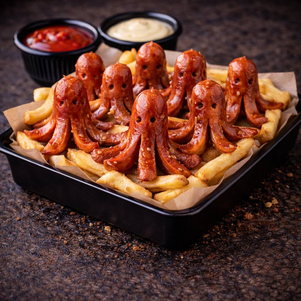 Salchipulpos con Papas (8 salchipulpos + papas 150