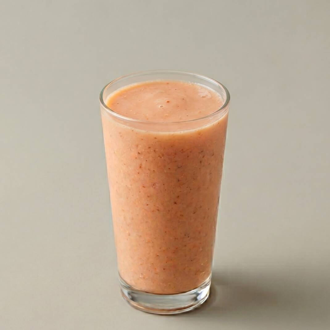 Leite batido com banana, mamão e abacate.