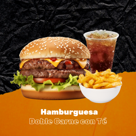 Hamburguesa Doble + Papas + Té de Durazno