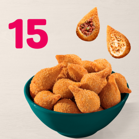 Que tal um combo irresistível? 15 Minicoxinhas por um preço especial. Venha garantir essa delícia e aproveite cada mordida!