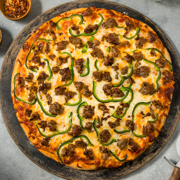 Pizza con Salchicha Italiana y Pimientos