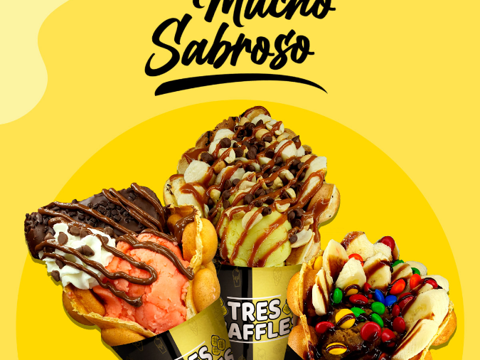 Tres Waffles Delicias