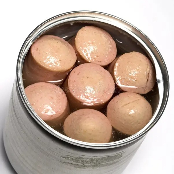 Lata de salsicha em conserva