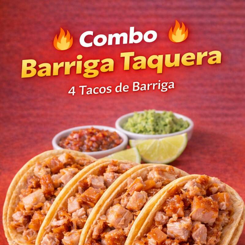 🔥🌮 Combo Barriga Taquera (4 Tacos de Barriga)
