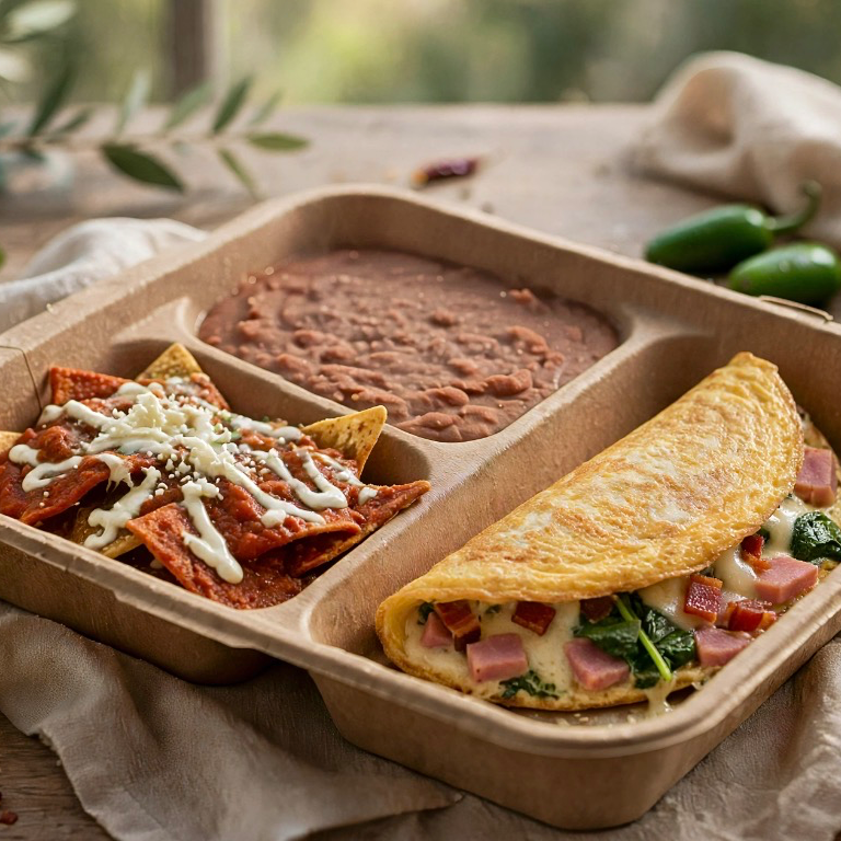 Omelette Con Jamón, Queso, Tocino Y Espinacas