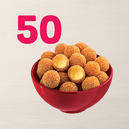 50 Croc Pops pra curtir com a galera. Crocância e queijo em cada mordida!