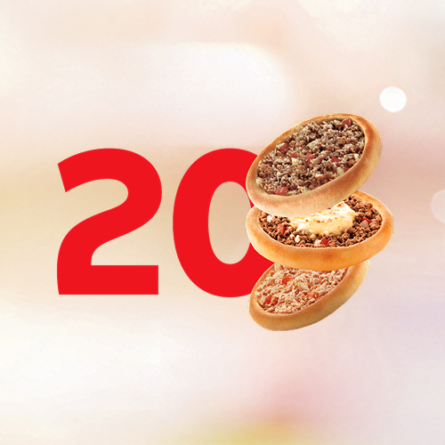 Super oferta! 20 Esfihas de Carne, Carne com Mussarela ou Frango! Aproveite essa oportunidade e saboreie nossas deliciosas Esfihas. Não perca!