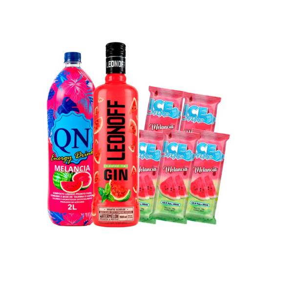 1 GIN LEONOFF MELANCIA 900ML
1 ENERGETICO QN MELANCIA 2L QUENTE
5 ICE STONE MELANCIA