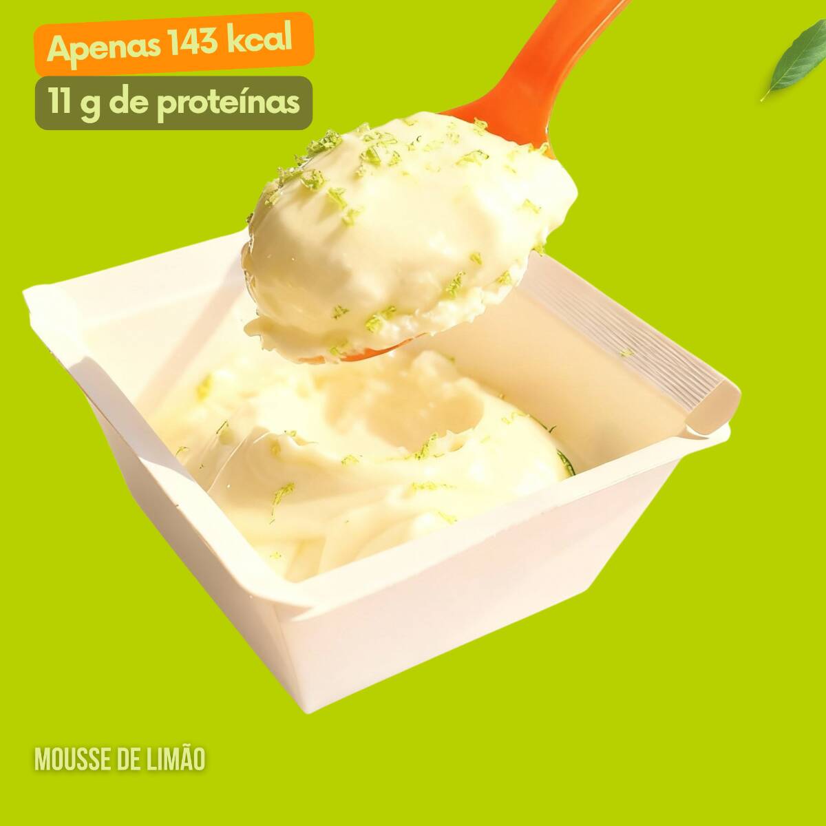 (143 Calorias, 50g) Delicie-se com a Mousse de Limão, uma combinação refrescante que traz a acidez do limão ao lado do creme de leite light. Uma sobremesa leve que satisfaz sem culpa! Ingredientes: Limão, leite condensado diet zero lactose, creme de leite light zero lactose e proteína isolada de ervilha. Todos os produtos do nosso cardápio são ultracongelados, práticos, prontos para serem aquecidos no micro-ondas, airfryer ou forno convencional, garantindo saúde e sabor na sua rotina.