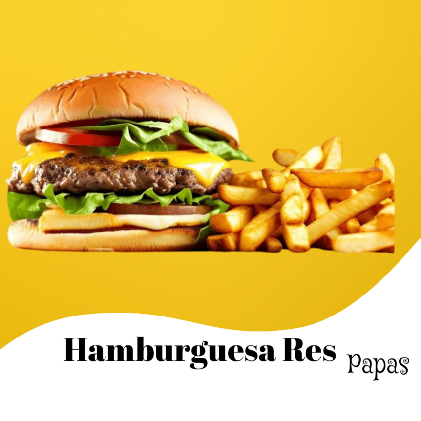 Combo Hamburguesa de Res incluye Papás