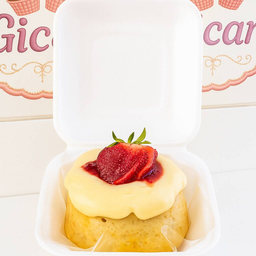 Bolo Vulcão Ninho com morango  um classico cheio de charme! Massa fofinha ,coberta por um irrestivel creme de leite Ninho cremoso que transborda como um vulcão e ganha  o toque especial da doçura e frescor dos morangos fresquinhos.uma combinação delicada e inesquecível!