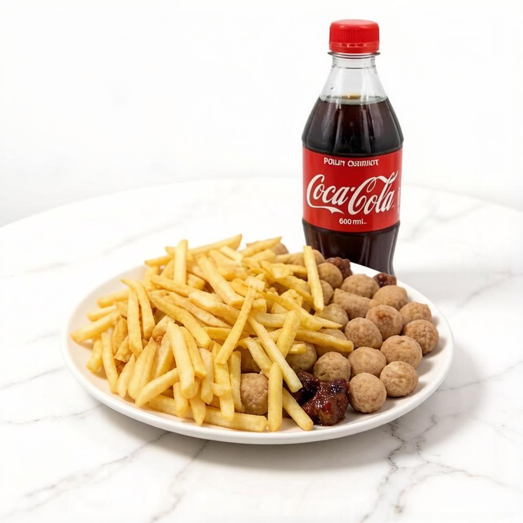 40 salgados de festa; coxinhas crocantes, maravilhas suculentas, quibes ricamente temperados, pasteis de carne e milho generosamente recheados, enrolados de salsicha deliciosos e bolinhas de alho poró irresistíveis. Acompanha 200g de batatas fritas artesanais+ 1 bebida 600ml coca escolha ;-)