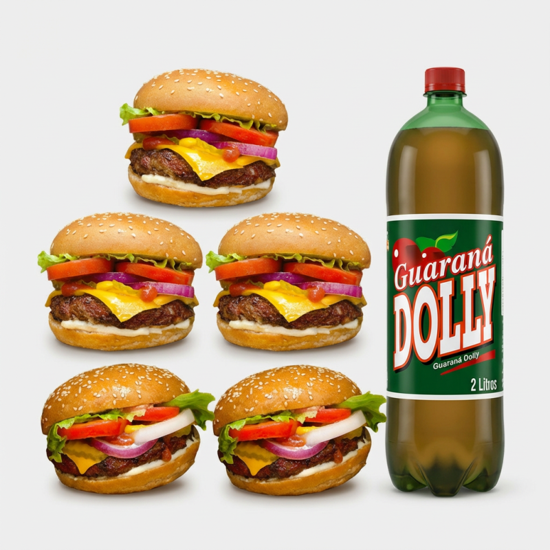 5 LANCHES X SALADA 1 REFRI DOLLY 2 LITROS