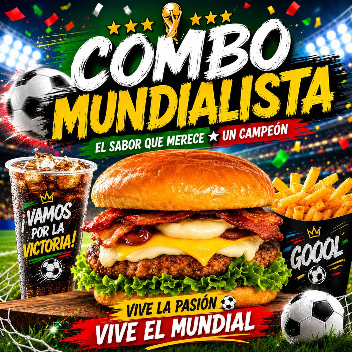 COMBO MEXICANA (BURGER+PAPAS+REFRESCO)