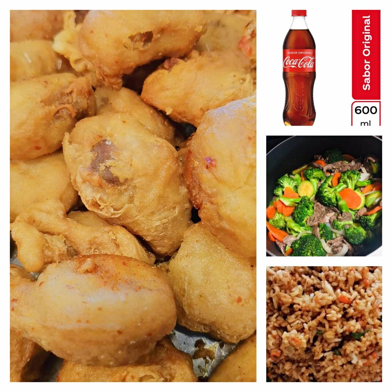 Pollo Echilado y Brócoli, Coca600ml(鸡球+菜花+可乐)