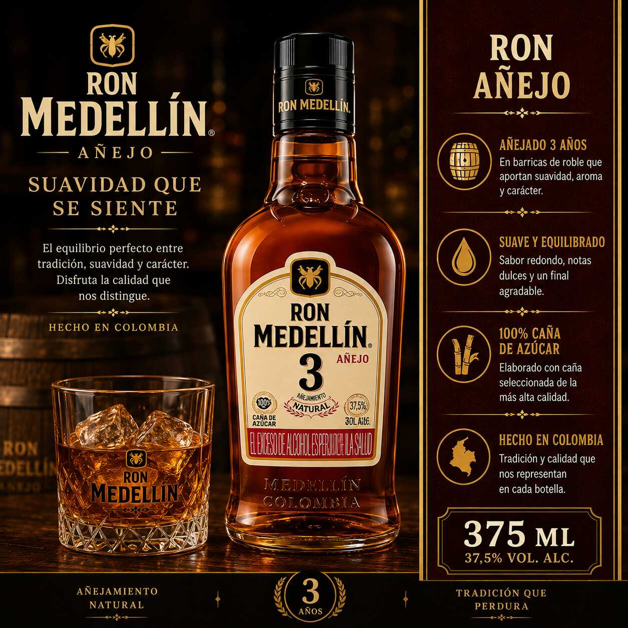 Ron Medellin Tradicional X 375 Ml