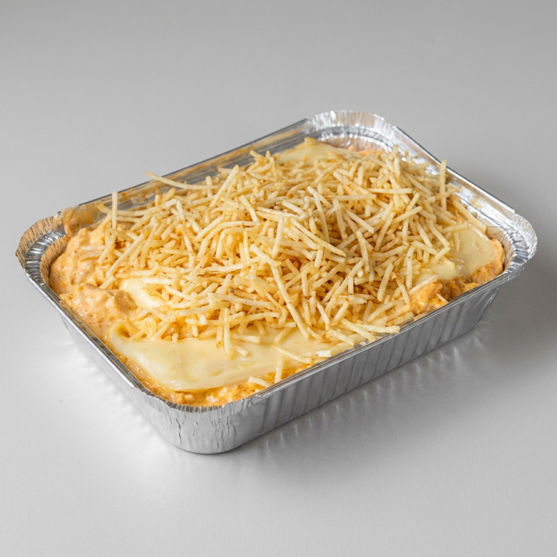 Arroz + fricassê de frango + Fritas + Salada
Embalagem com divisórias e salada à parte*