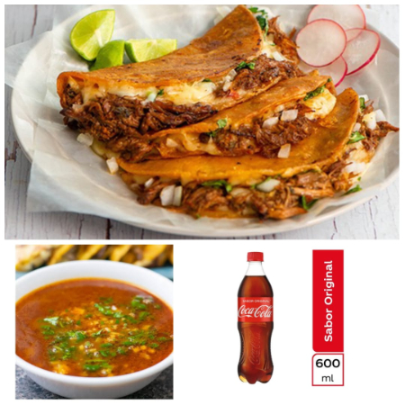 COMBO ORDEN QUESABIRRIA + CONSOME + COCA