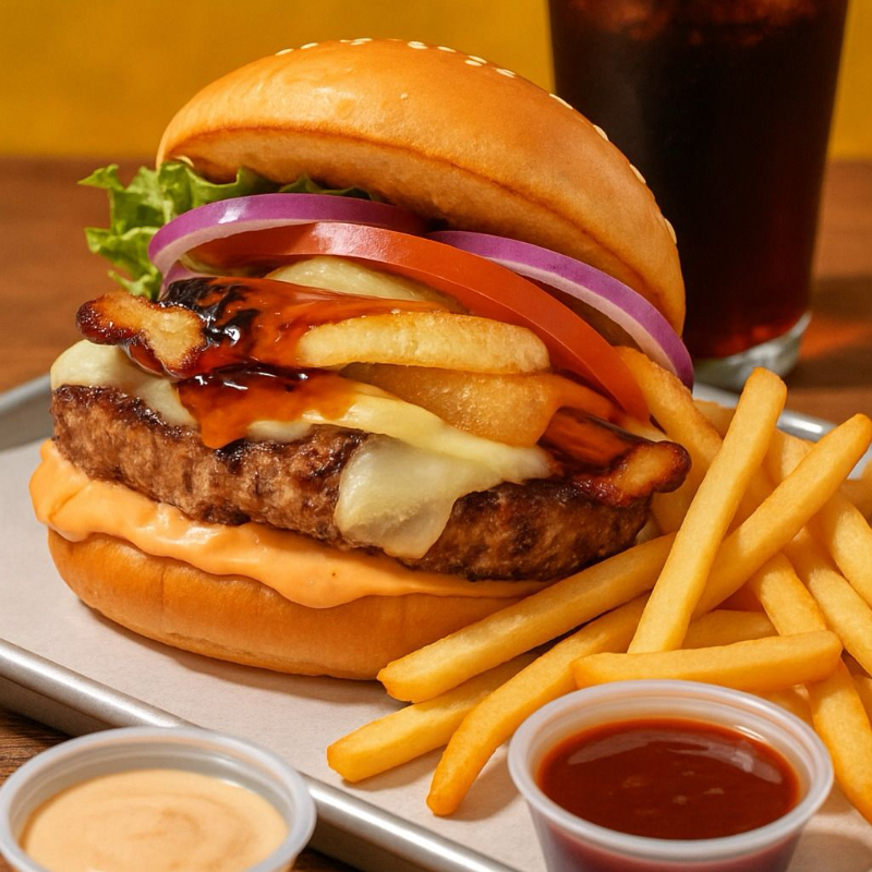 Arma tu hamburguesa + bebida de la casa