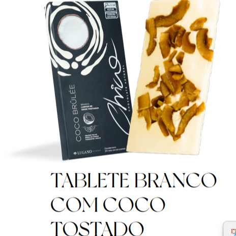 Tablete de chocolate branco com coco tostado 90g