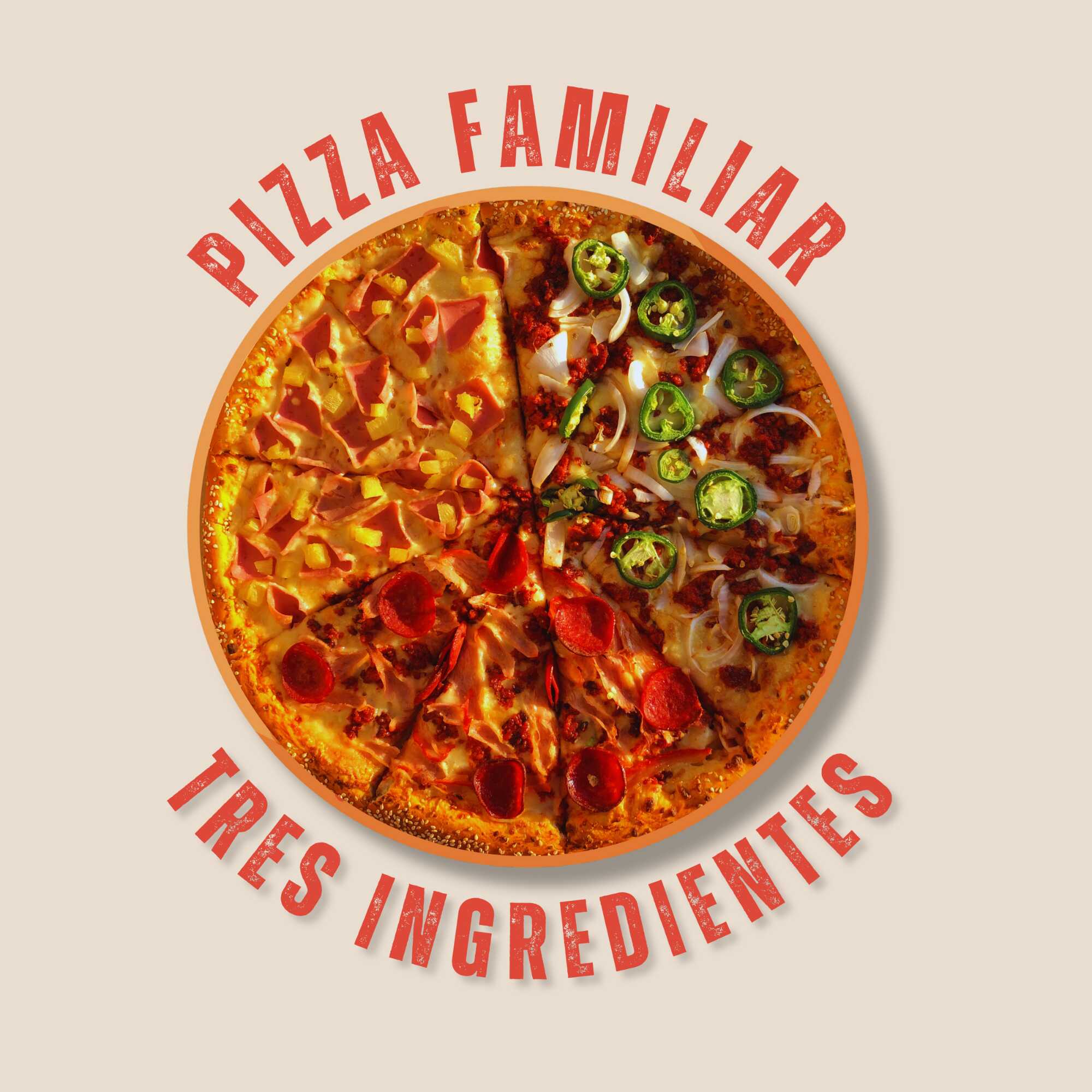 PIZZA FAMILIAR 3 INGREDIENTES