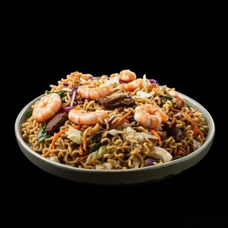Totaliza 500 gramas mais ou menos Macarrão legumes camarão e molho