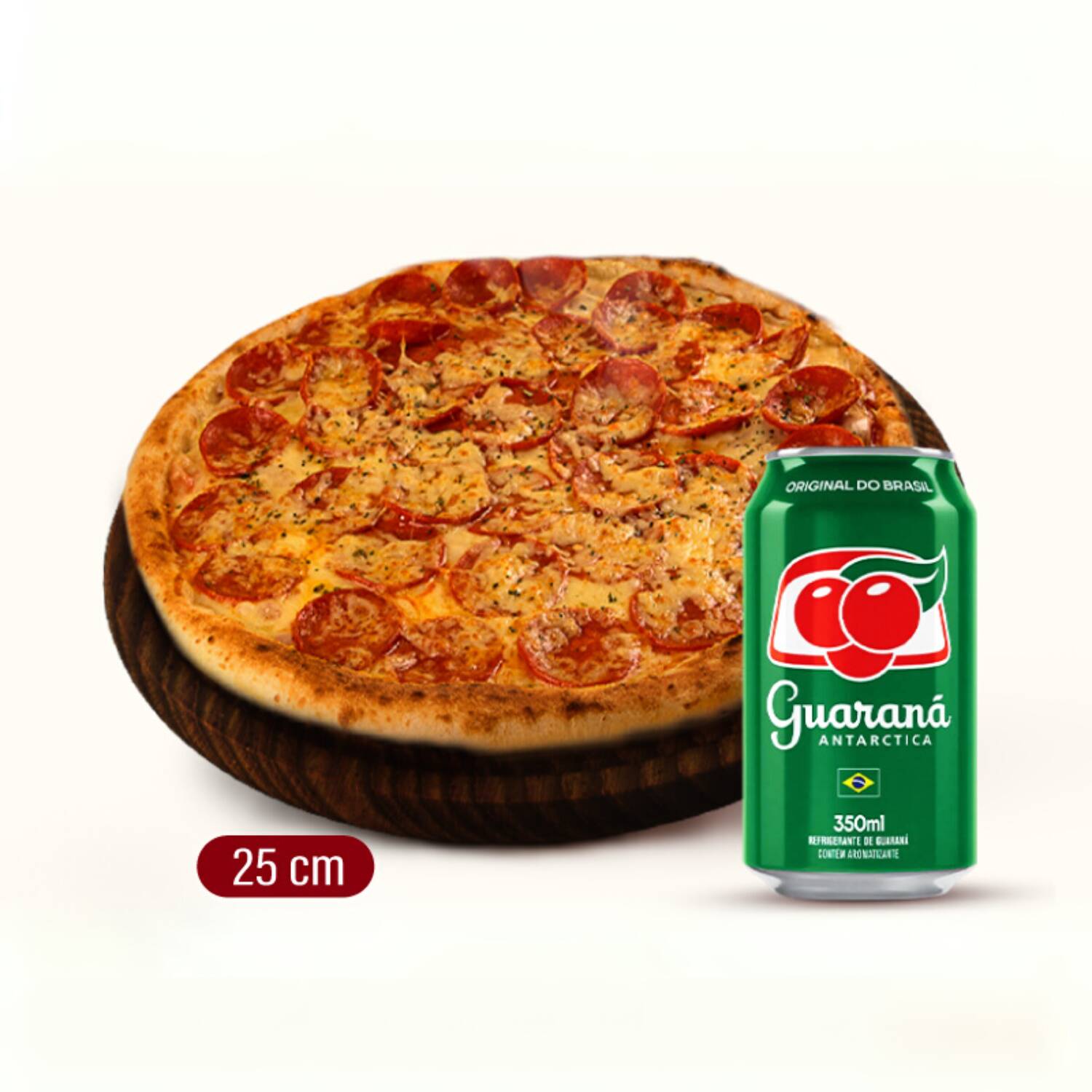 1 Pizza Broto 25cm + Refrigerante Lata 350ml