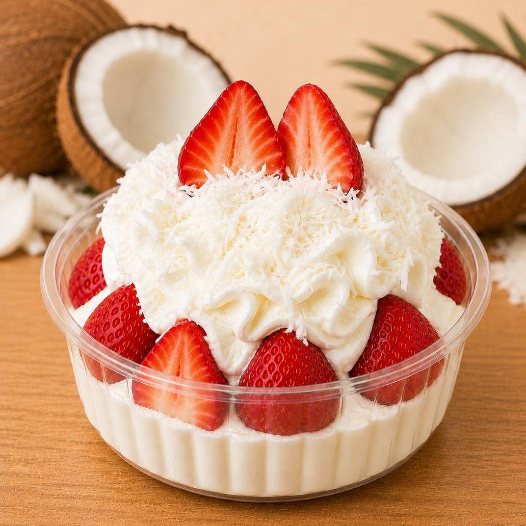 Fresas con Crema de la Casa 🍓✨ Sabor Coco
