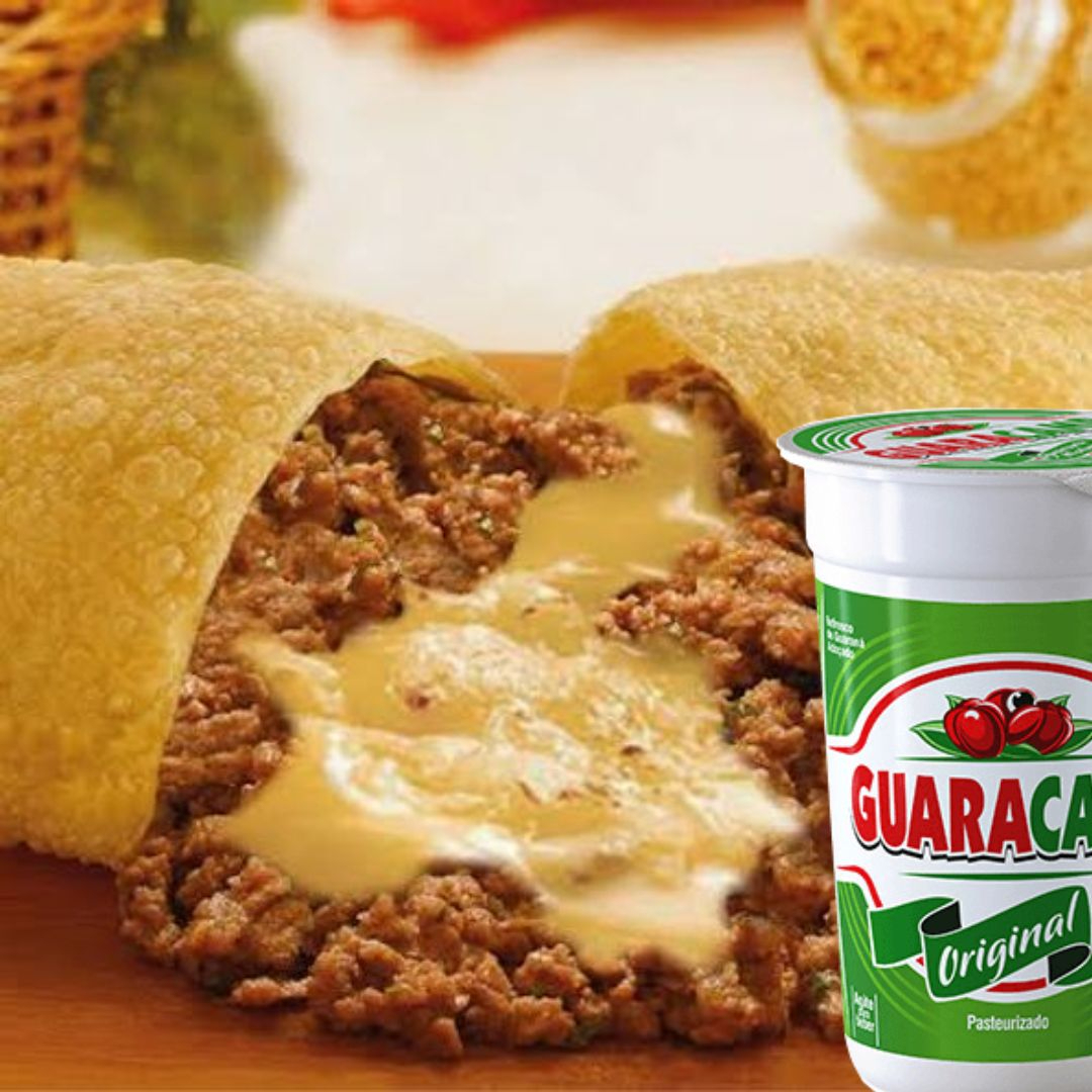 Não dá bobeira! Só aqui você compra com desconto um dos nossos pastéis mais queridos pela galera, a fusão dos sabores mais tradicionais, carne e queijo em um só pastel e ainda leva junto um guaracamp. Aproveite, oferta por tempo limitado