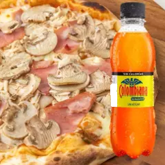 Combo Pizza Champiñones con Pollo + Gaseosa 250