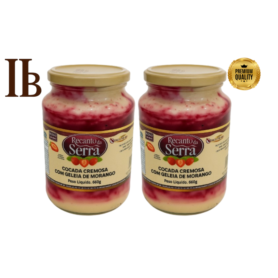 Cocada Cremosa com Geleia de Morango