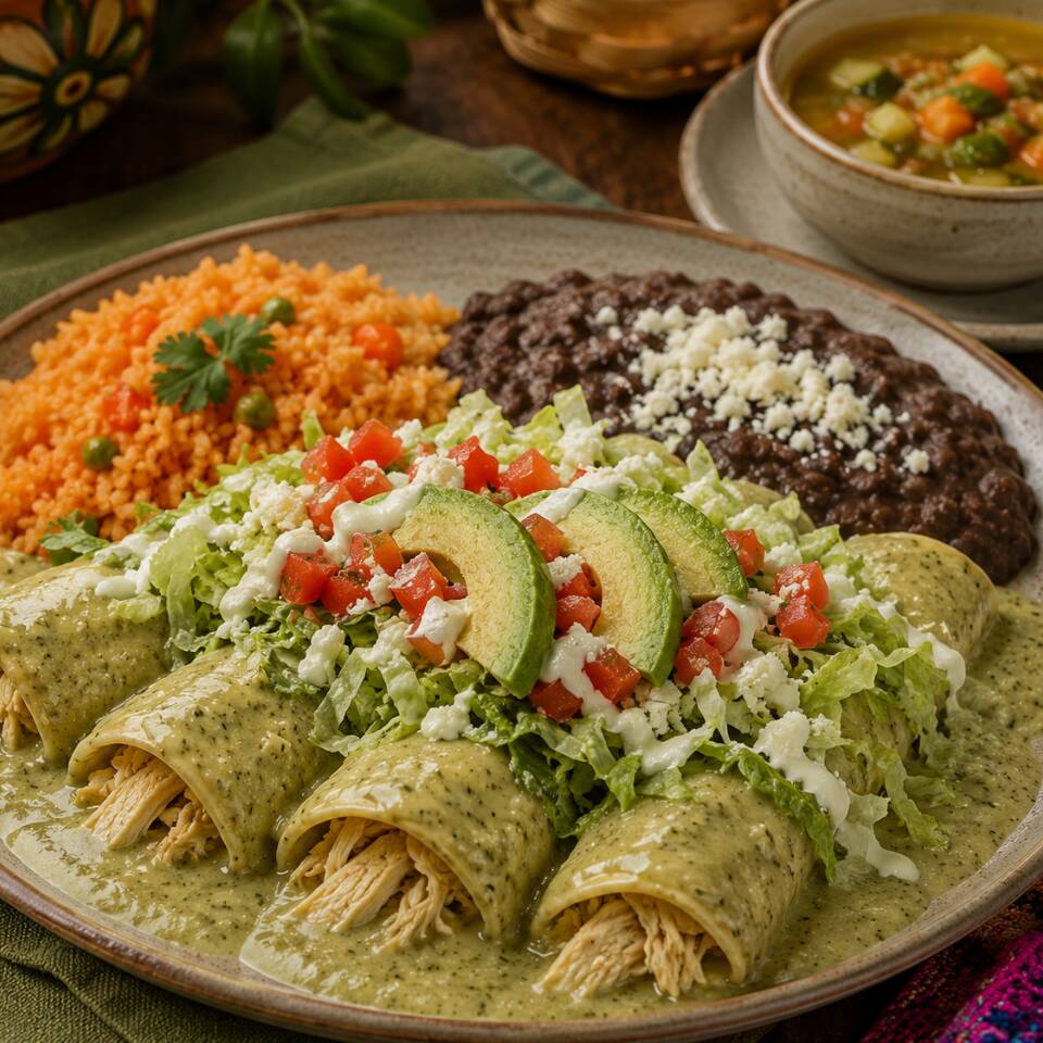 Orden enchiladas poblanas de res, pollo o queso