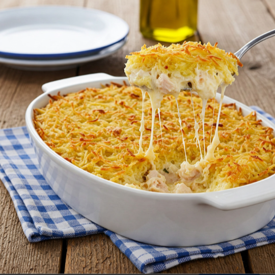 Frango desfiado preparado com um creme suave e bem temperado, com textura cremosa e sabor marcante em cada garfada. Um prato reconfortante, feito com cuidado e ingredientes selecionados, ideal para quem procura uma refeição completa, bem servida e extremamente saborosa, acompanhado de arroz, feijão, farofa e salada