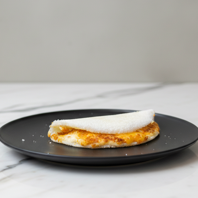 Tapioca com massa rendada de queijo parmesão, recheada com uma combinação irresistível de queijo minas, queijo coalho e muçarela. Cremosa, saborosa e perfeita para os amantes de queijo.