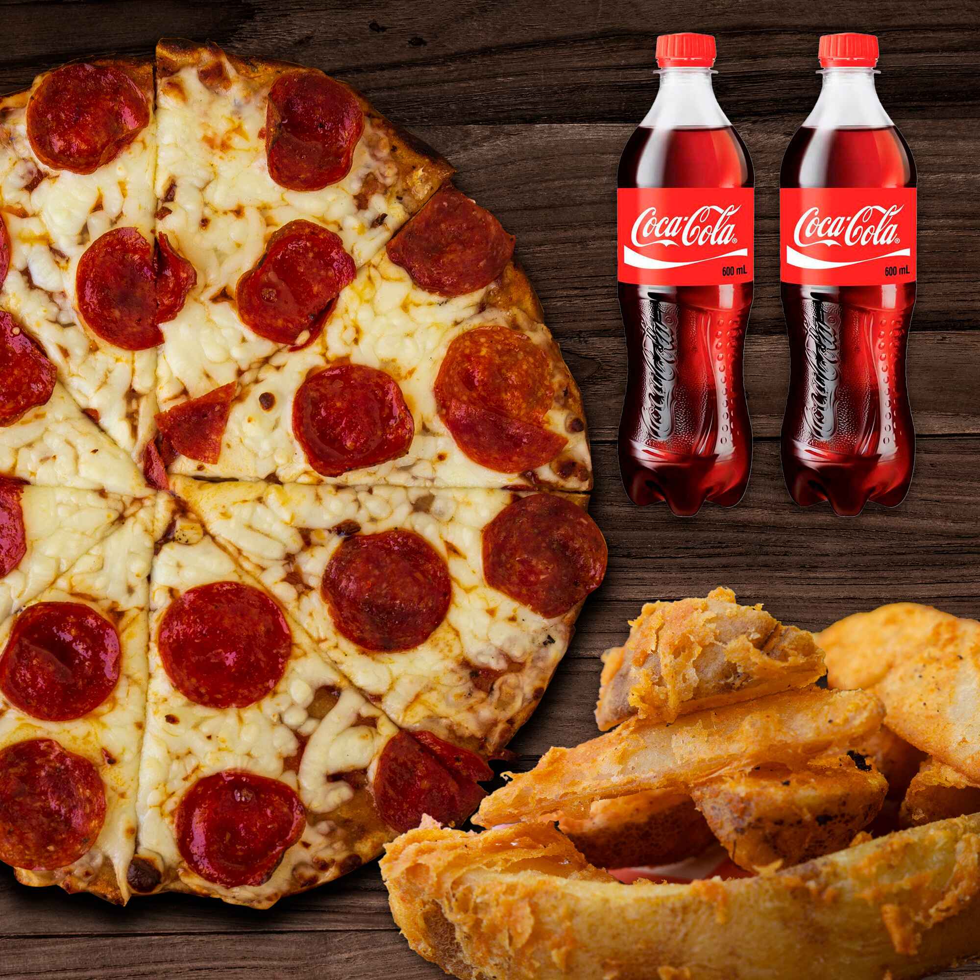 COMBO Pepperoni + 2 Coca Cola + Papas Gajo