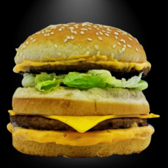 Classico Big com dois hamburguers alface queijo molho especial ..... Num pao com gergelim.