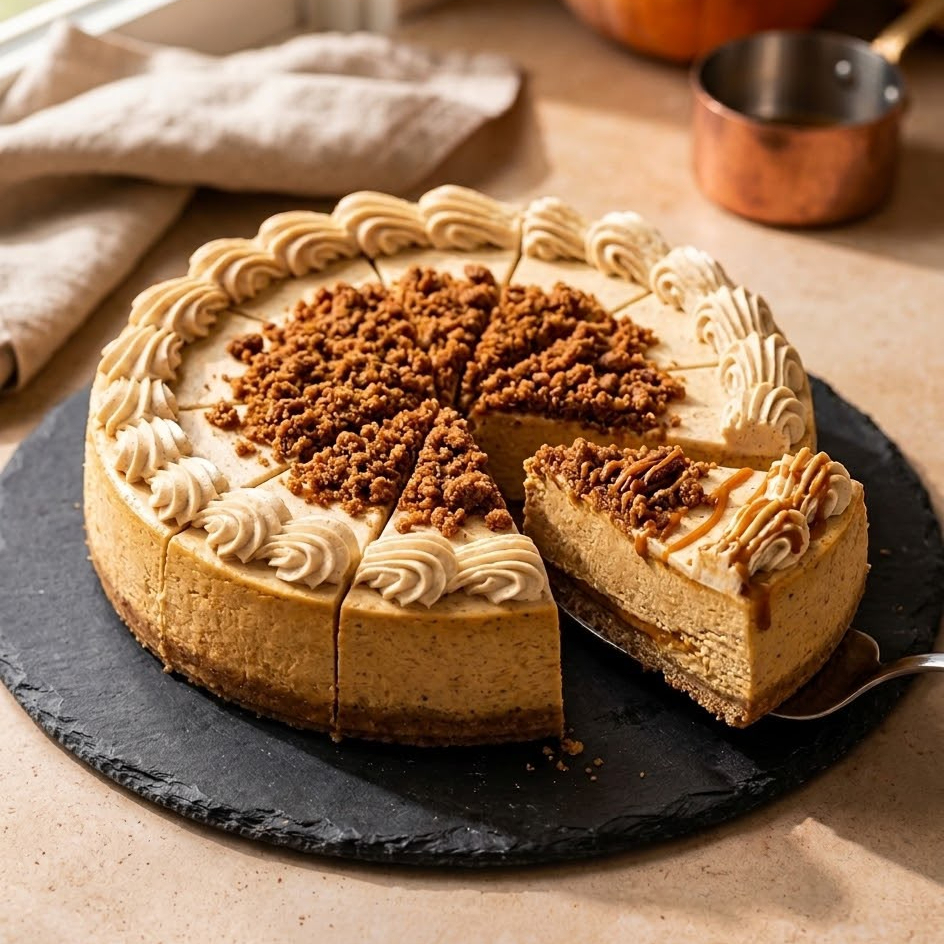 Rebanada de cheesecake de calabaza