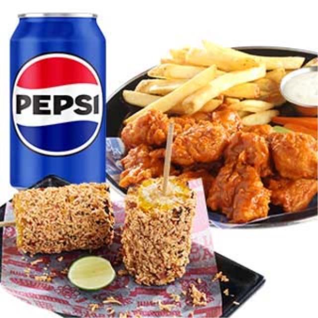 BONELESS PERSONALES + ELOTITOS TOREADOS + PEPSI LATA