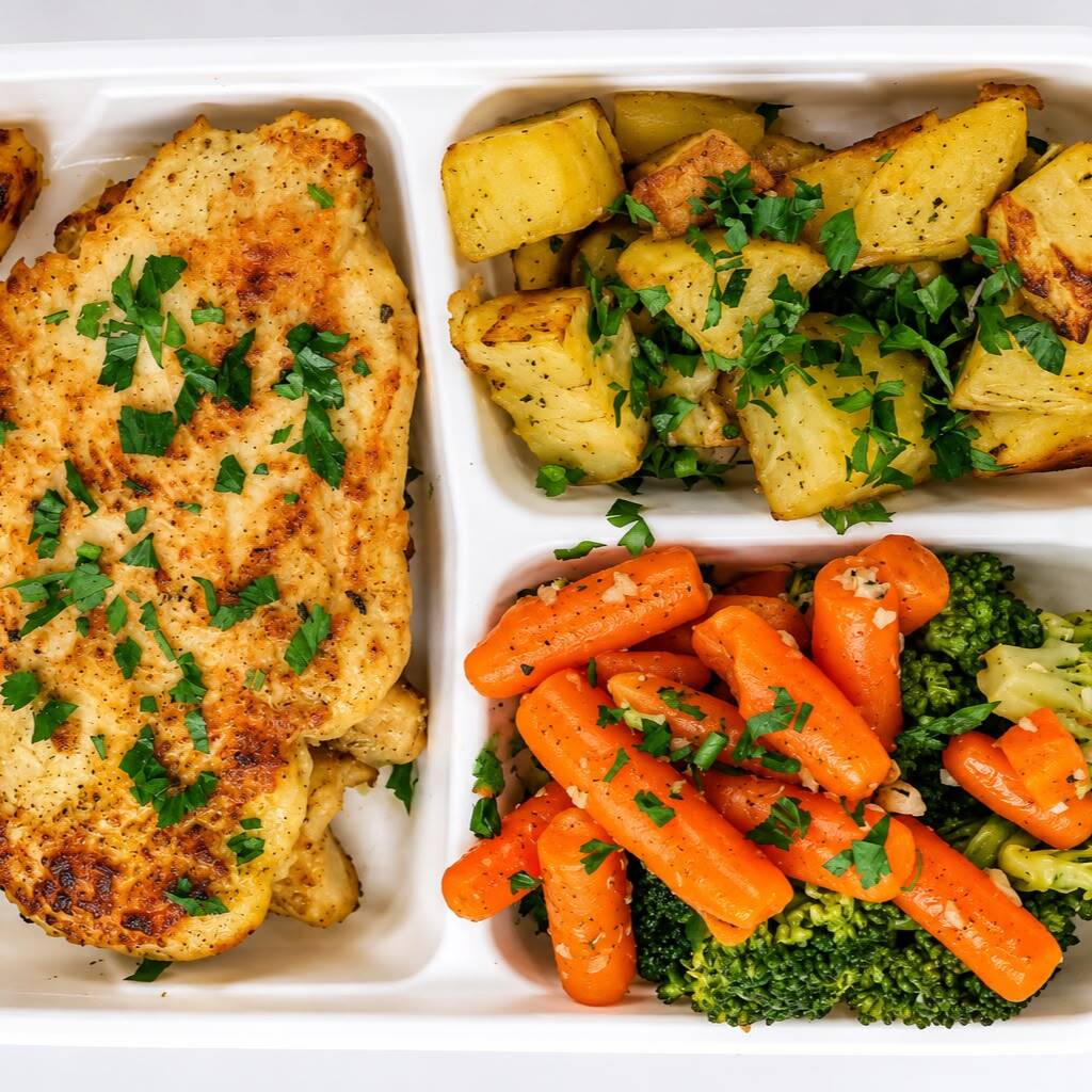 Suculento frango grelhado 120g, 120 g de batata-doce, 150 g de legumes e 5 g de azeite. Uma combinação nutritiva, saborosa e equilibrada, perfeita para uma refeição leve e cheia de proteína. ≈ 380 kcal | ≈ 39 g de proteína.