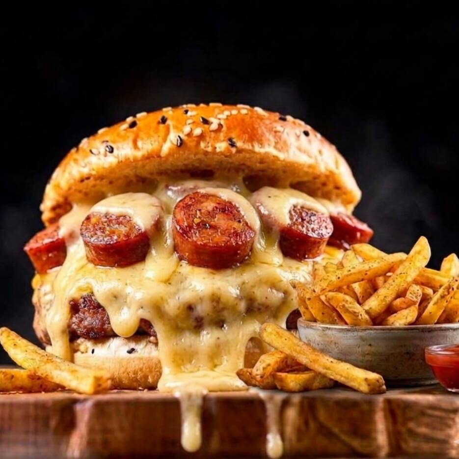 BurgueChistoqueso + Papas