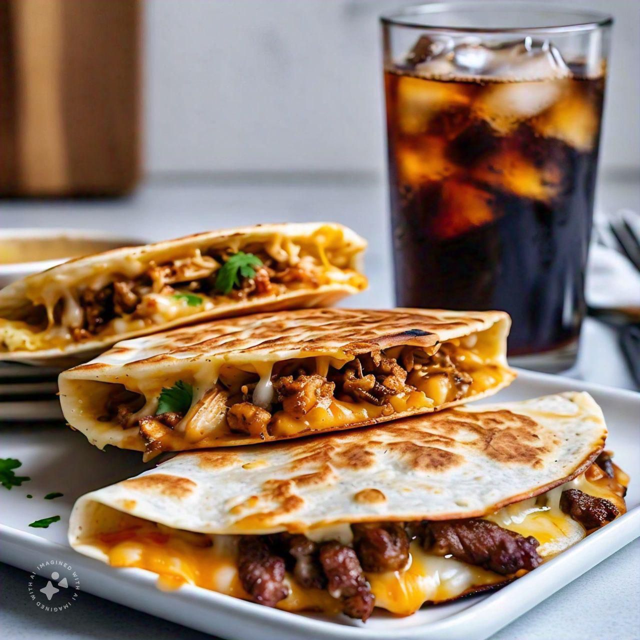3 Quesadillas de Res + 1 refresco de 600