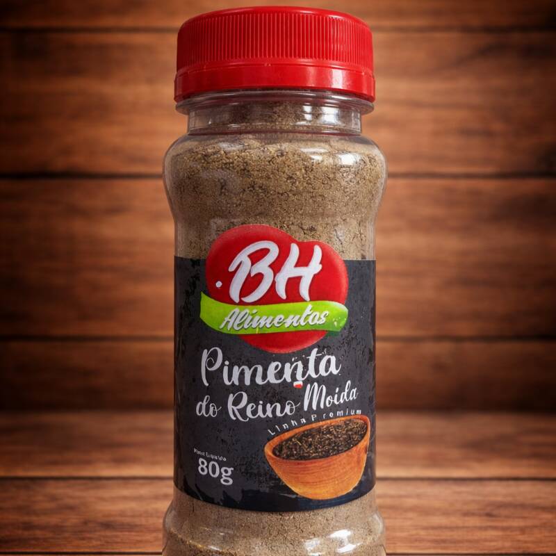 Frasco plástico com 80g de Pimenta do Reino - Linha Premium.