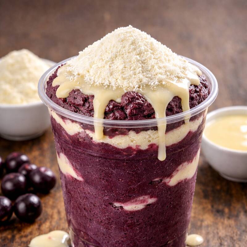 Copo de Açai cremoso de 400 ml + Leite em Pó + Leite Condensado