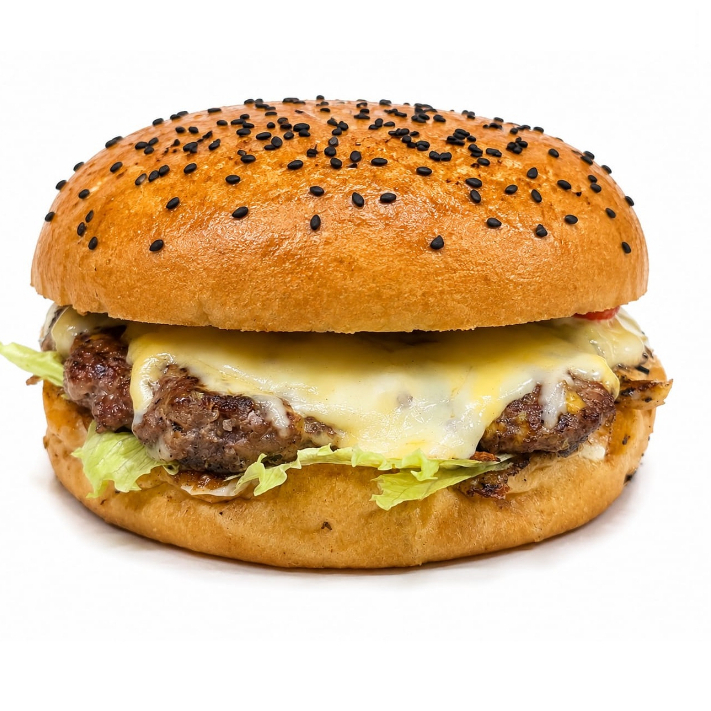 Tres Quesos Burger Con Papas.
