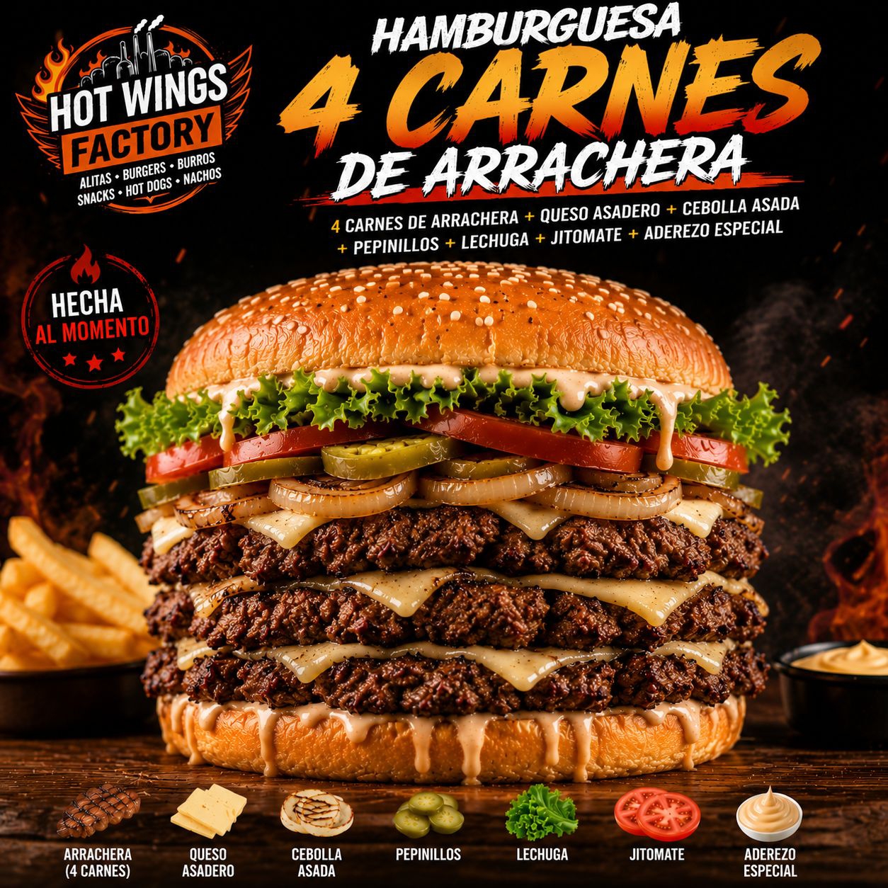 HAMBURGUESA 4 CARNES