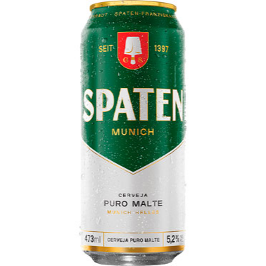 A Spaten é uma versão de cerveja puro malte com teor alcoólico de 5,2%, a lata contém 473 ml.