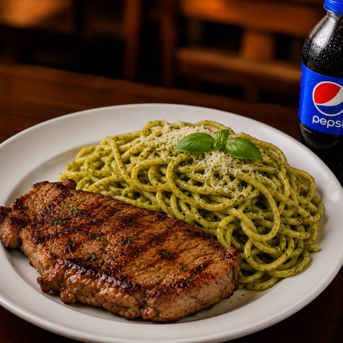 ESPECIALIDAD TALLARINES VERDES Y CHULETA + BEBIDA