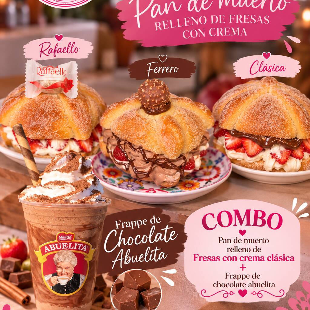 PAN DE MUERTO Y FRAPE DE CHOCOLATE ABUELITA