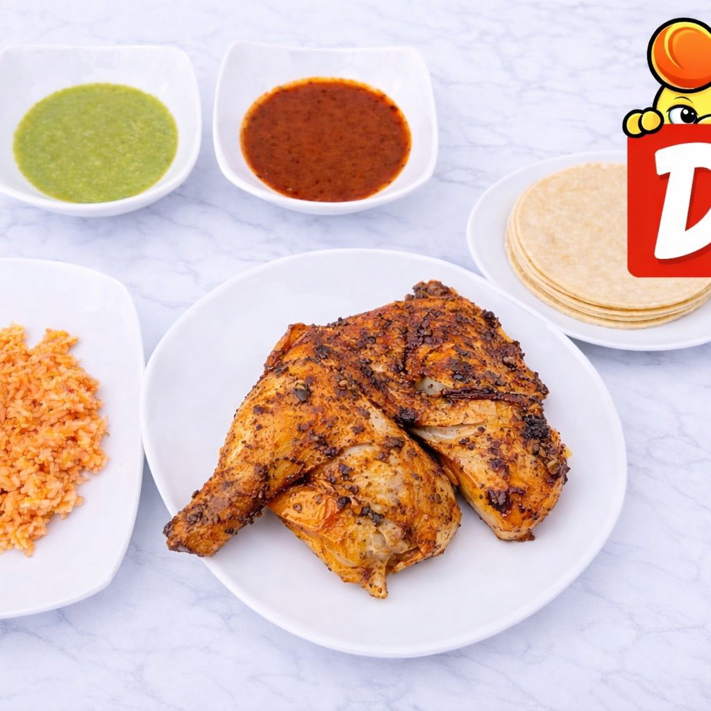 1/2 POLLO+ SALSA + TORTILLAS +1 COMPLEMENTO